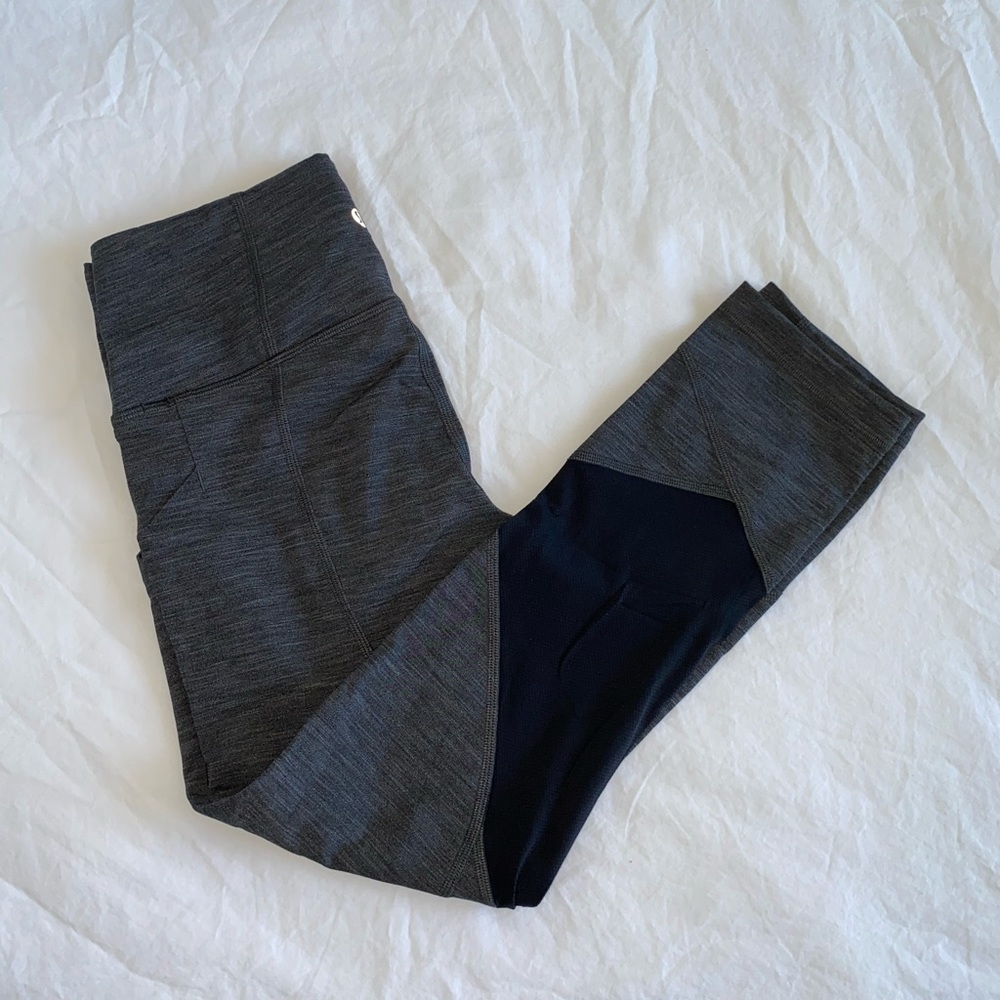 Lululemon Pace Rival Crop, Size 4, Grey/Black